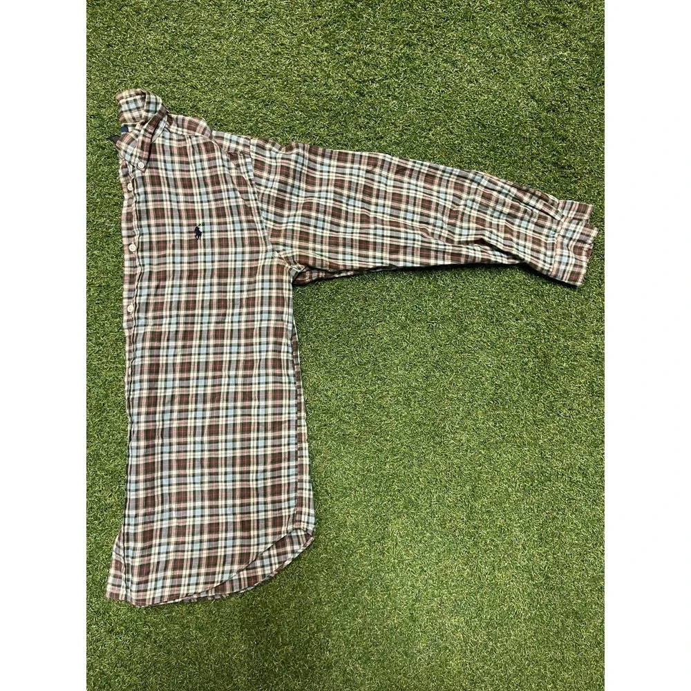 Vintage Ralph Lauren Shirt Boys XL(18-20) Multicolor Plaid Pony Logo Button Down